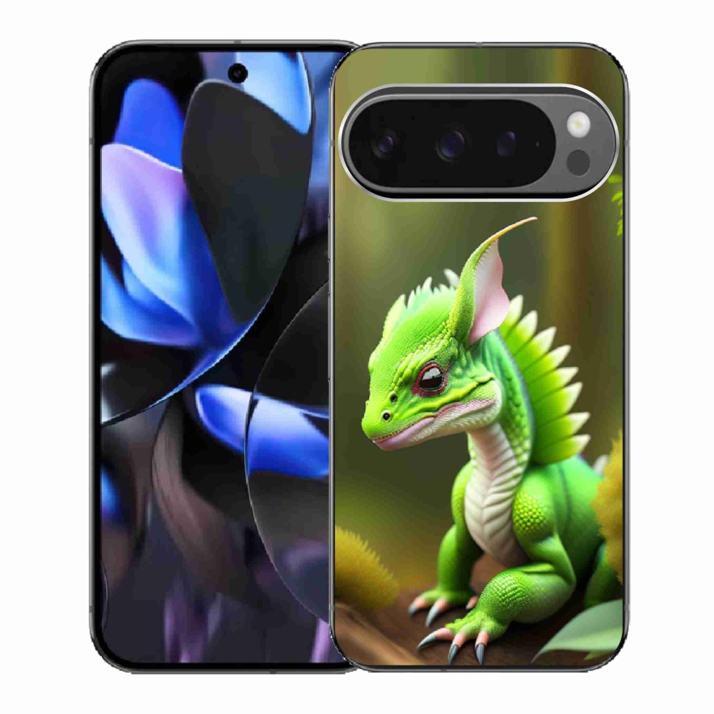 Gelový kryt mmCase na Google Pixel 9 Pro - zelený dráček