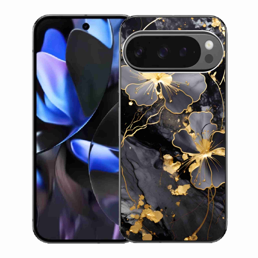 Gelový kryt mmCase na Google Pixel 9 Pro - zlaté květy