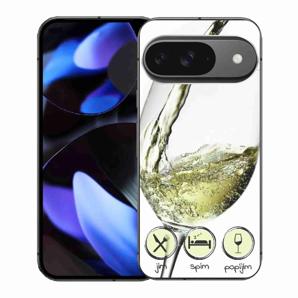 Gelový kryt mmCase na Google Pixel 9 - sklenička vína bílé
