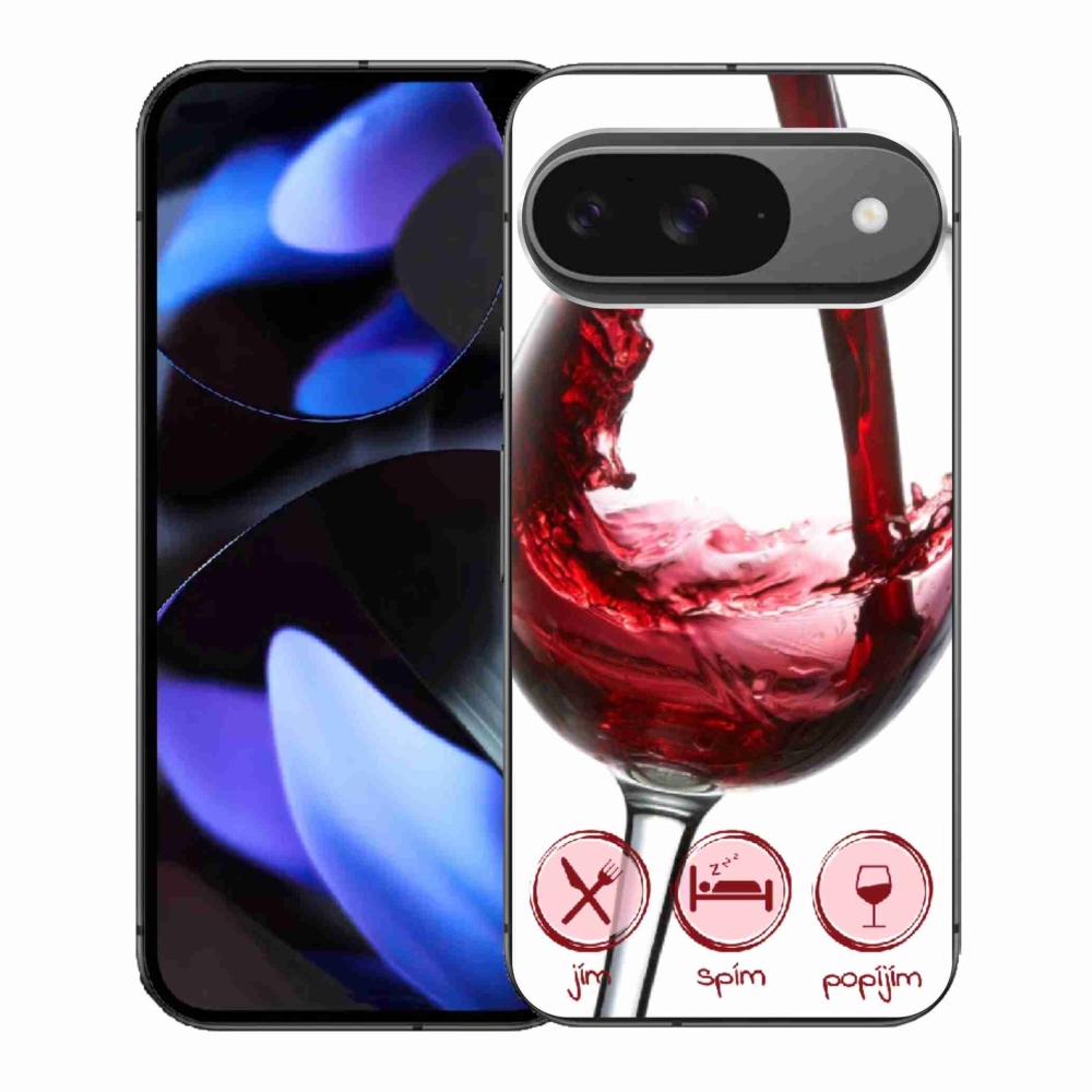 Gelový kryt mmCase na Google Pixel 9 - sklenička vína červené