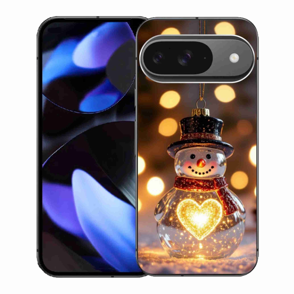 Gelový kryt mmCase na Google Pixel 9 - svítící vánoční sněhulák