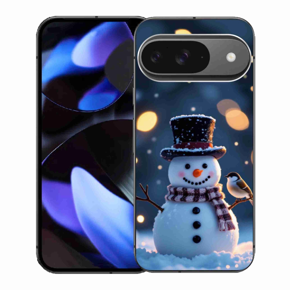 Gelový kryt mmCase na Google Pixel 9 - vánoční sněhulák