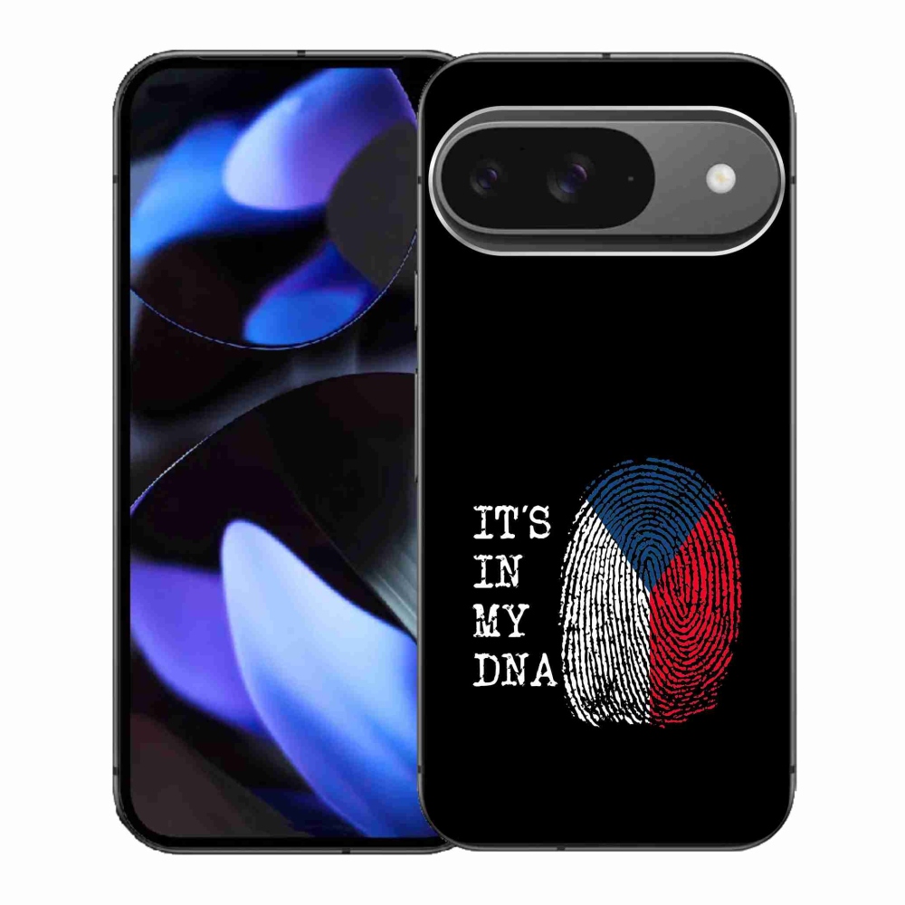 Gelový kryt mmCase na Google Pixel 9 - vlajka otisk prstu černé pozadí