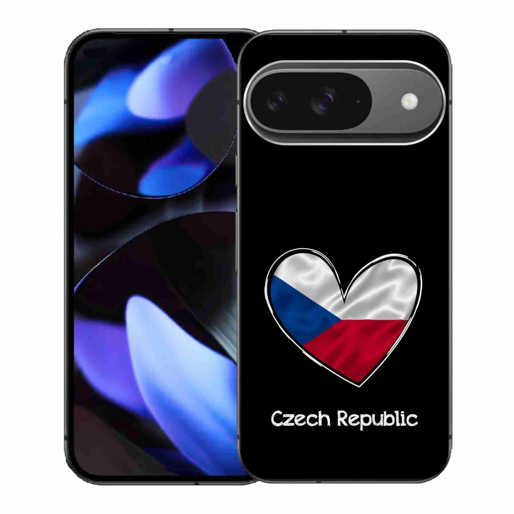 Gelový kryt mmCase na Google Pixel 9 - vlajka srdce černé pozadí