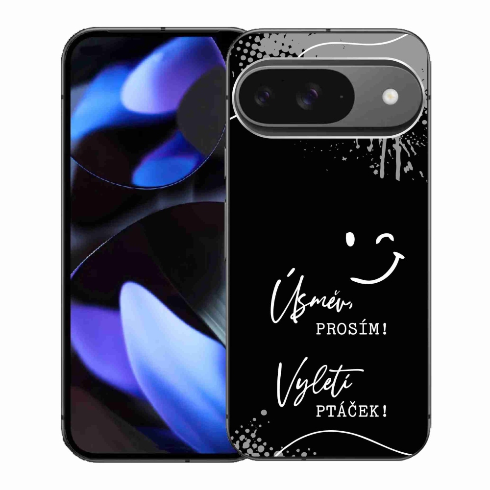 Gelový kryt mmCase na Google Pixel 9 - vtipný text 4 černé pozadí