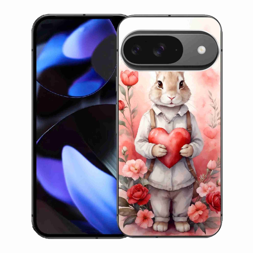 Gelový kryt mmCase na Google Pixel 9 - zajíc se srdíčkem