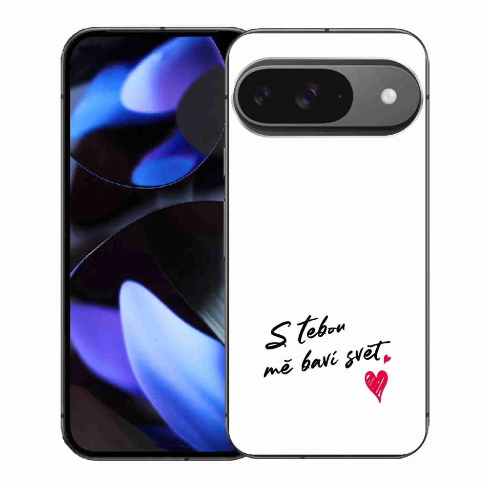 Gelový kryt mmCase na Google Pixel 9 - zamilovaný text 1 bílé pozadí