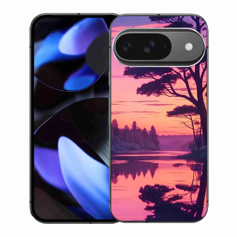 Gelový kryt mmCase na Google Pixel 9 - západ slunce nad jezerem