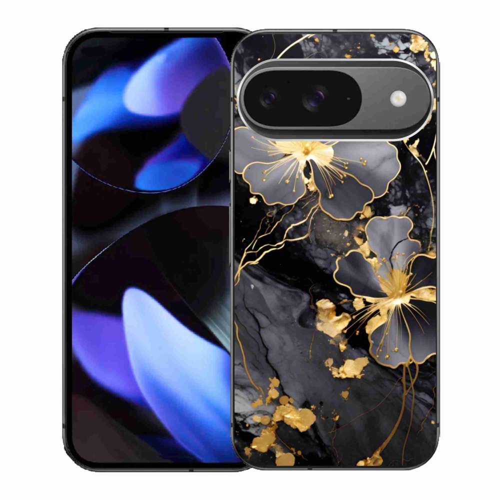 Gelový kryt mmCase na Google Pixel 9 - zlaté květy