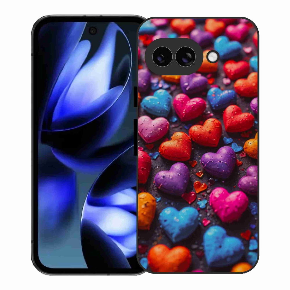 Gelový kryt mmCase na Google Pixel 9a - barevná srdce