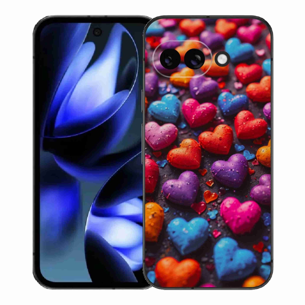 Gelový kryt mmCase na Google Pixel 9a - barevná srdce