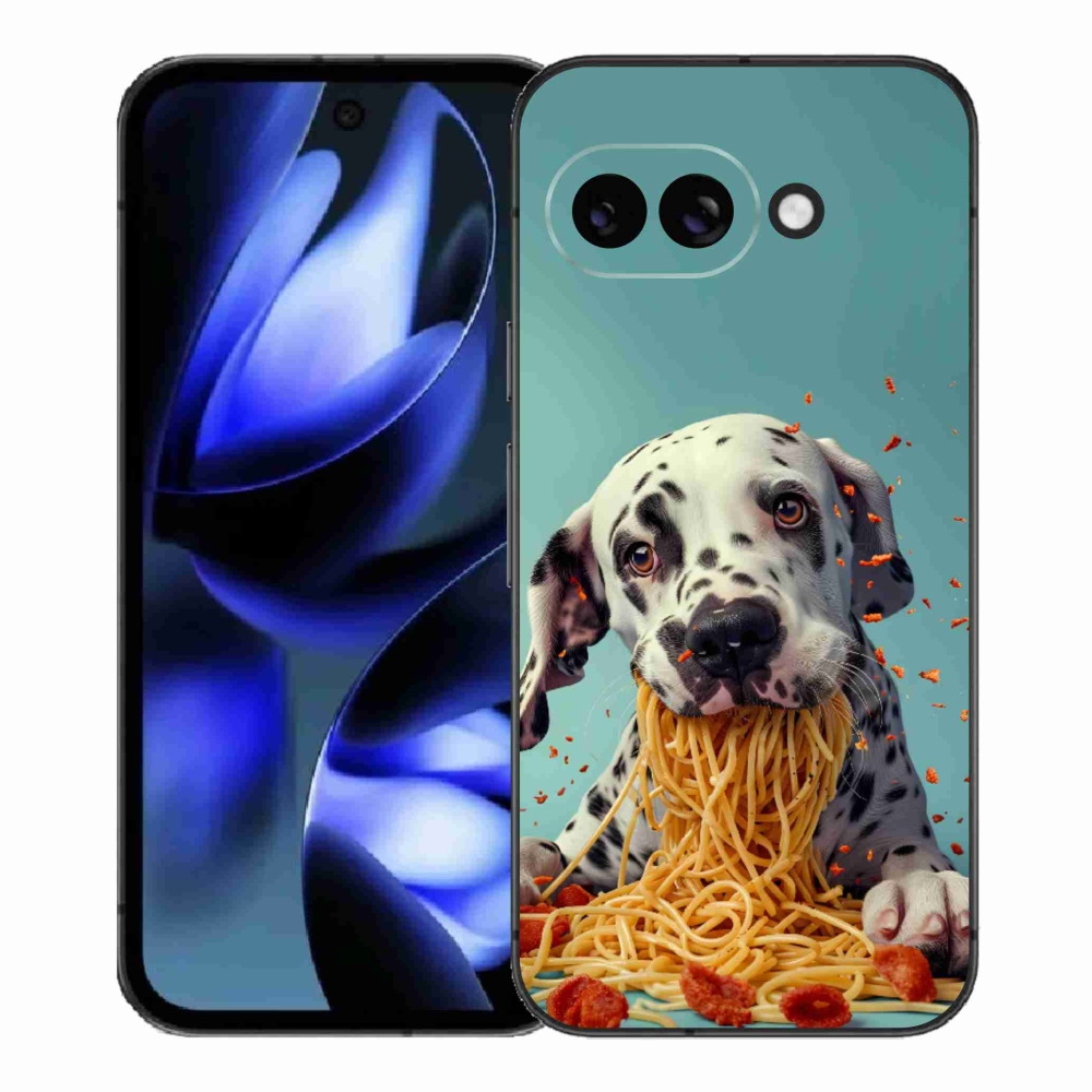 Gelový kryt mmCase na Google Pixel 9a - dalmatin a špagety