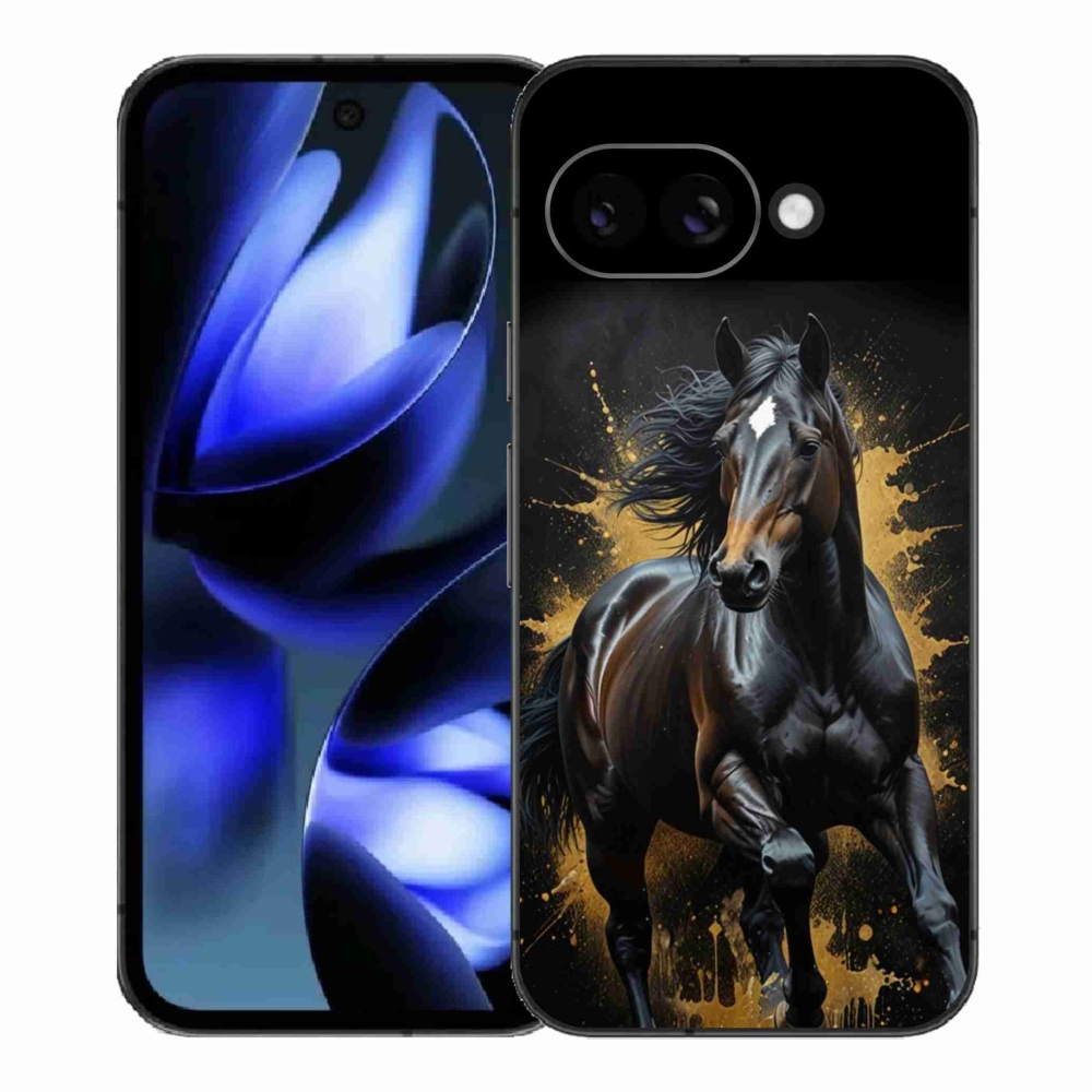 Gelový kryt mmCase na Google Pixel 9a - elegantní černý hřebec