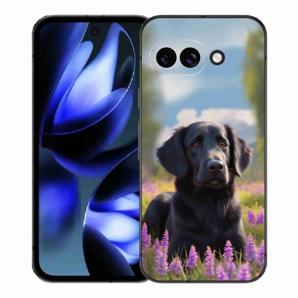 Gelový kryt mmCase na Google Pixel 9a - elegantní černý retrívr