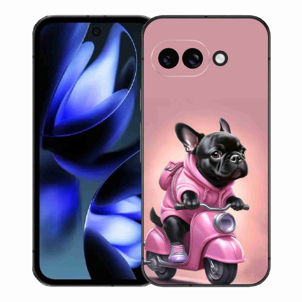 Gelový kryt mmCase na Google Pixel 9a - francouzský buldoček na skútru
