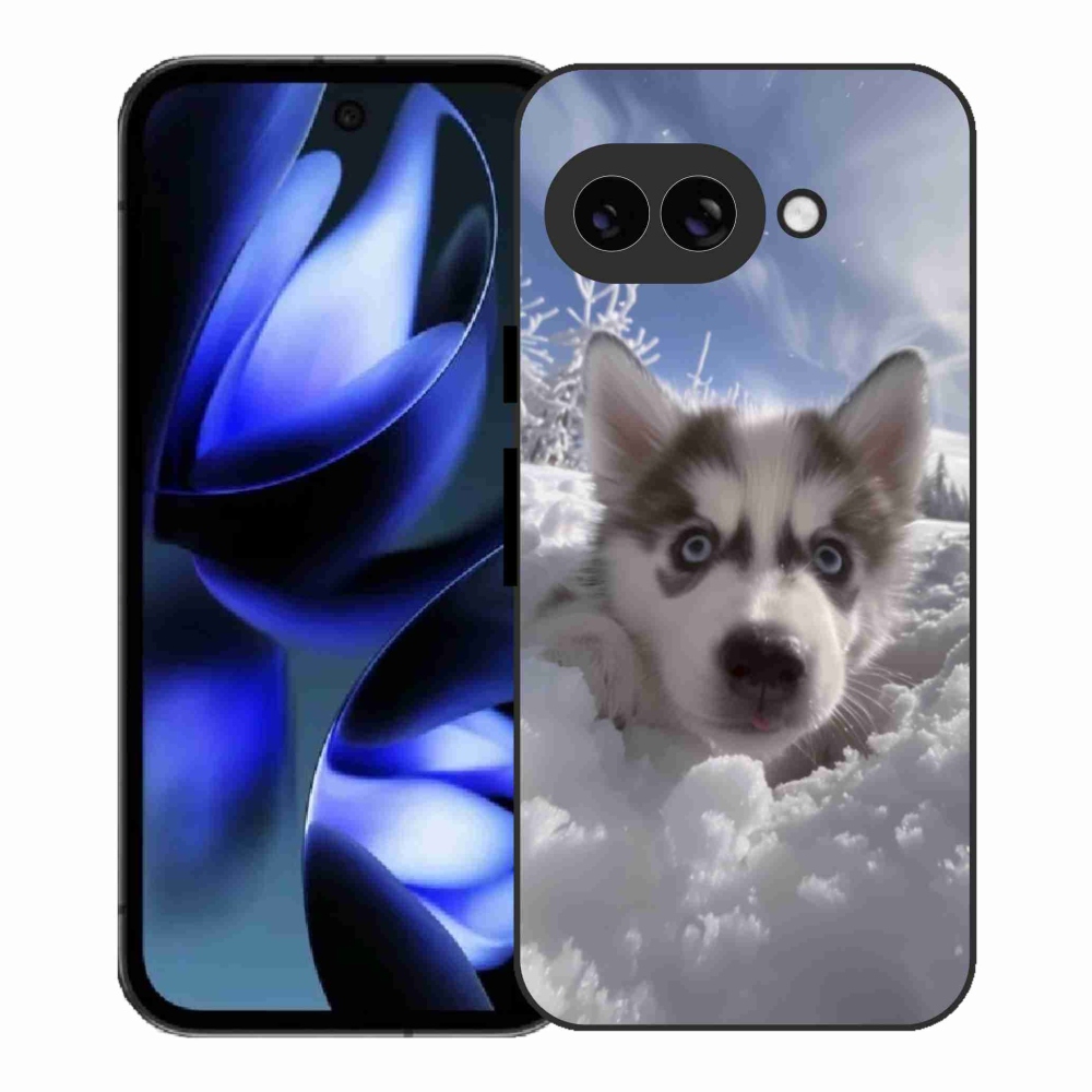 Gelový kryt mmCase na Google Pixel 9a - husky ve sněhu