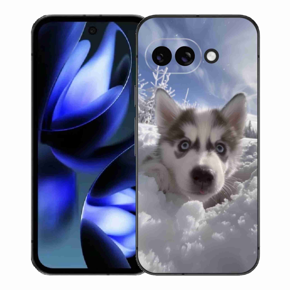 Gelový kryt mmCase na Google Pixel 9a - husky ve sněhu