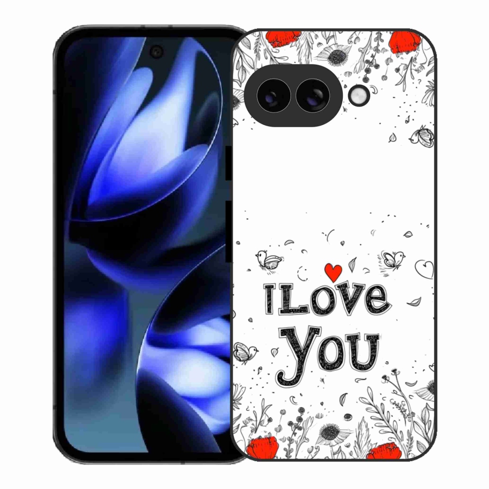 Gelový kryt mmCase na Google Pixel 9a - I love you bílé pozadí