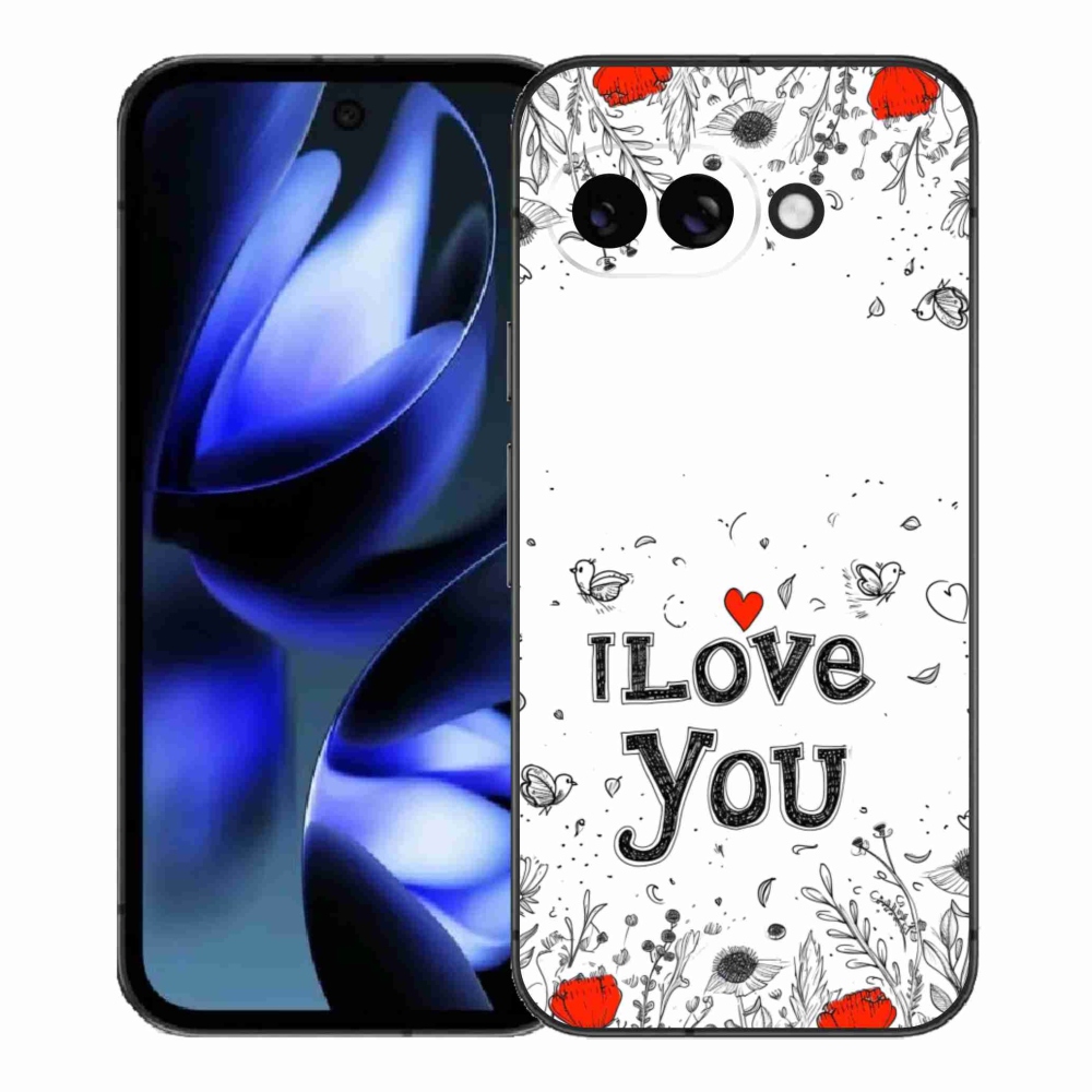Gelový kryt mmCase na Google Pixel 9a - I love you bílé pozadí