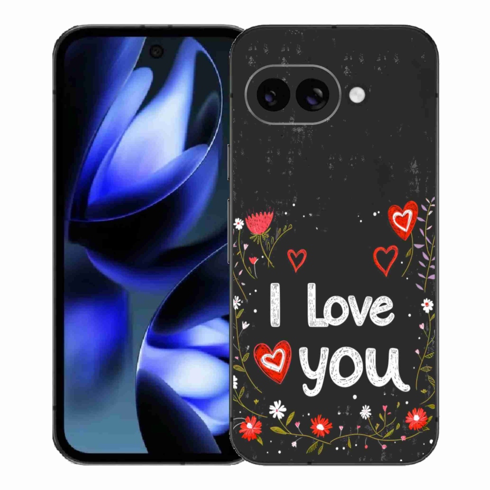 Gelový kryt mmCase na Google Pixel 9a - I love you černé pozadí
