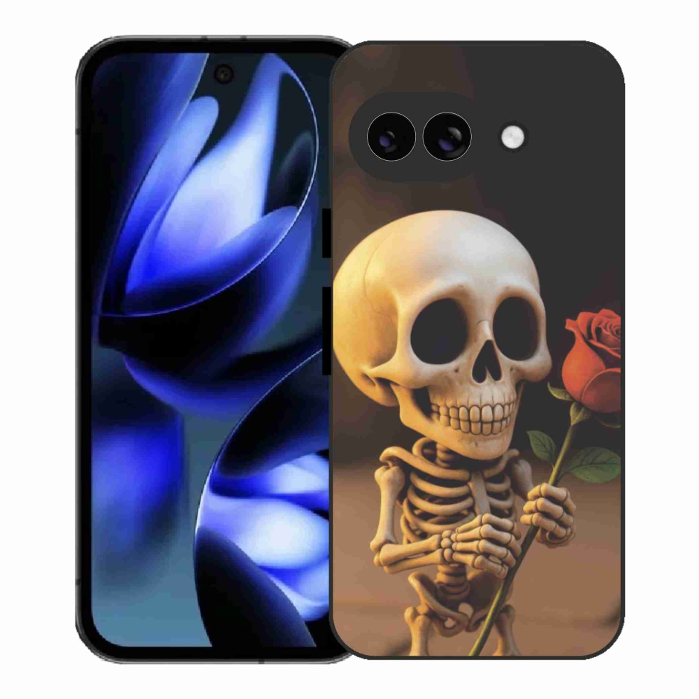 Gelový kryt mmCase na Google Pixel 9a - kostlivec s růží