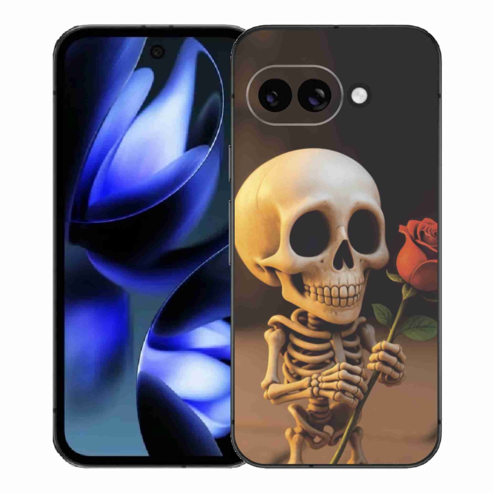 Gelový kryt mmCase na Google Pixel 9a - kostlivec s růží