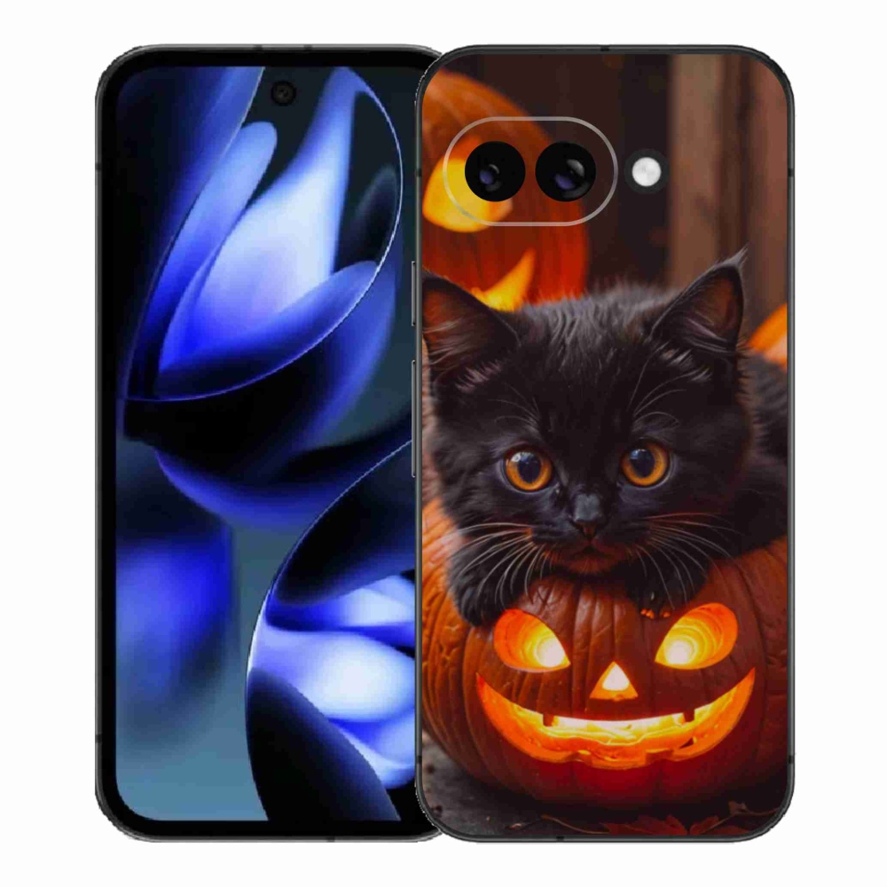 Gelový kryt mmCase na Google Pixel 9a - kotě a dýně