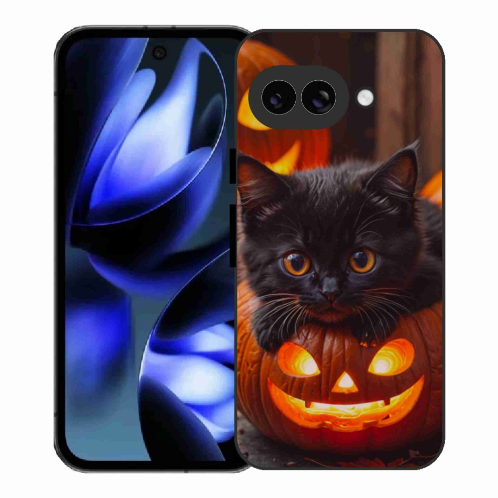 Gelový kryt mmCase na Google Pixel 9a - kotě a dýně