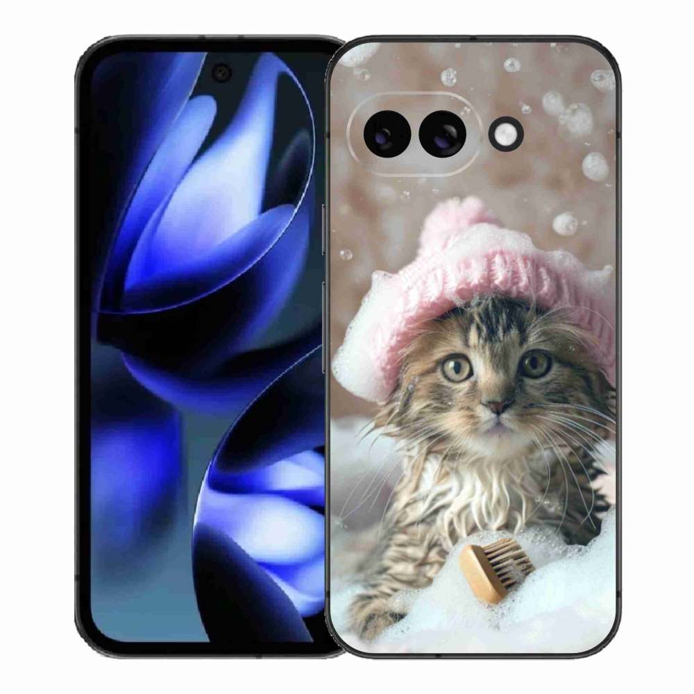 Gelový kryt mmCase na Google Pixel 9a - kotě a koupel