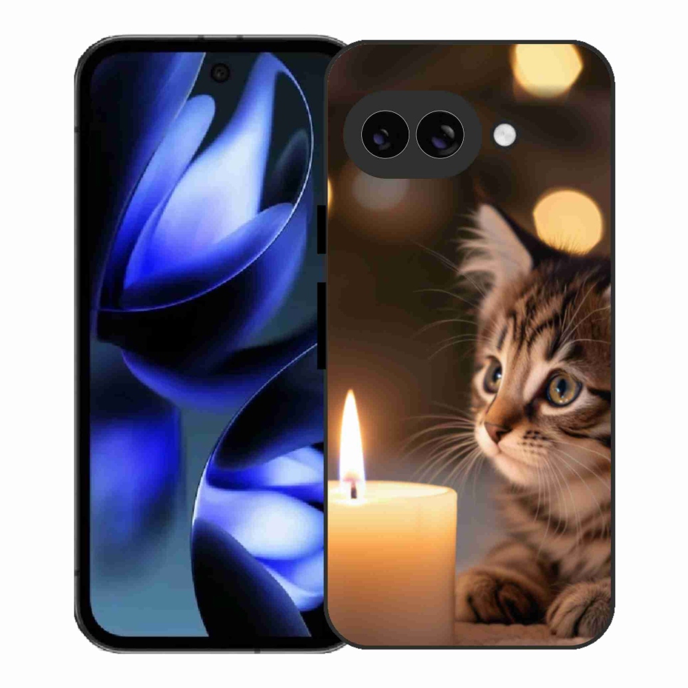 Gelový kryt mmCase na Google Pixel 9a - kotě a svíčka