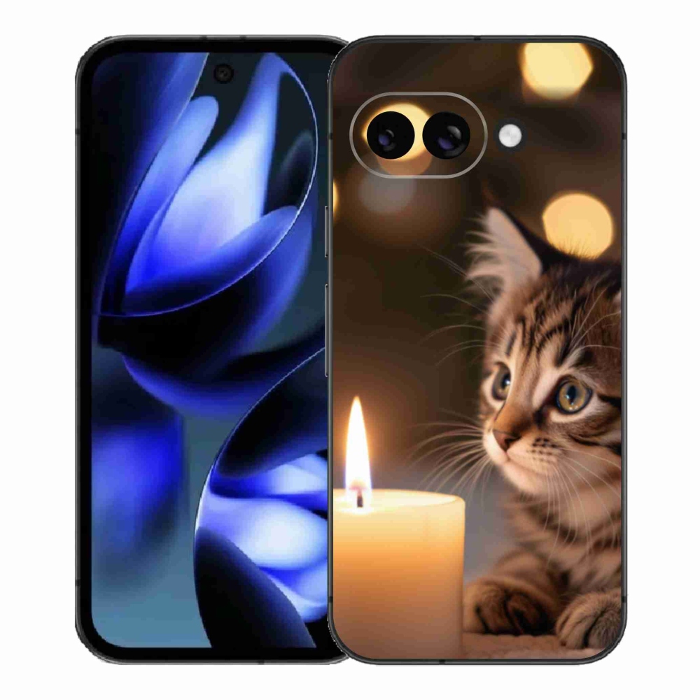 Gelový kryt mmCase na Google Pixel 9a - kotě a svíčka
