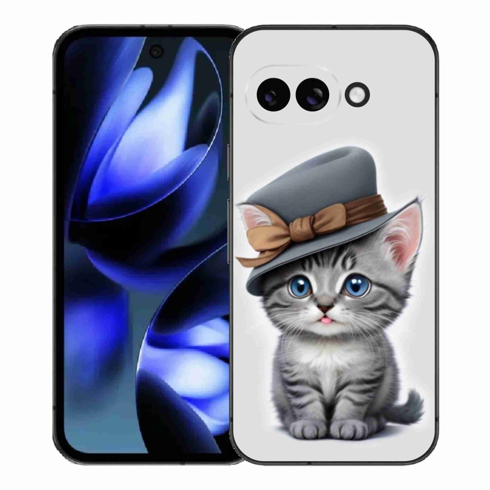 Gelový kryt mmCase na Google Pixel 9a - kotě s kloboukem