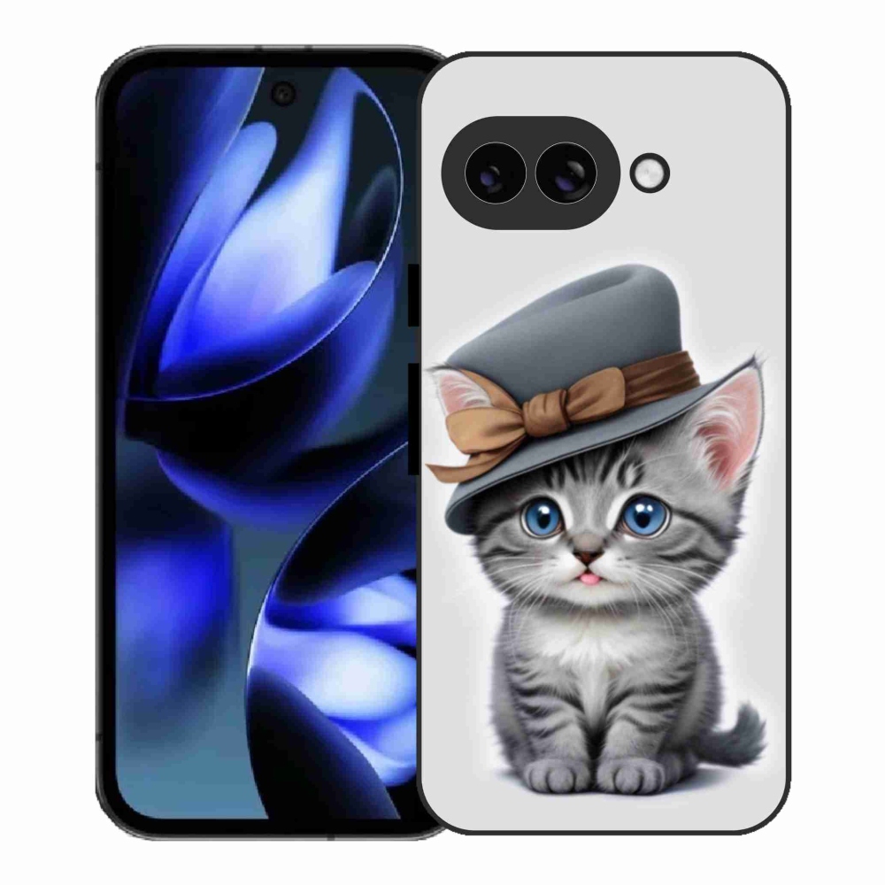 Gelový kryt mmCase na Google Pixel 9a - kotě s kloboukem