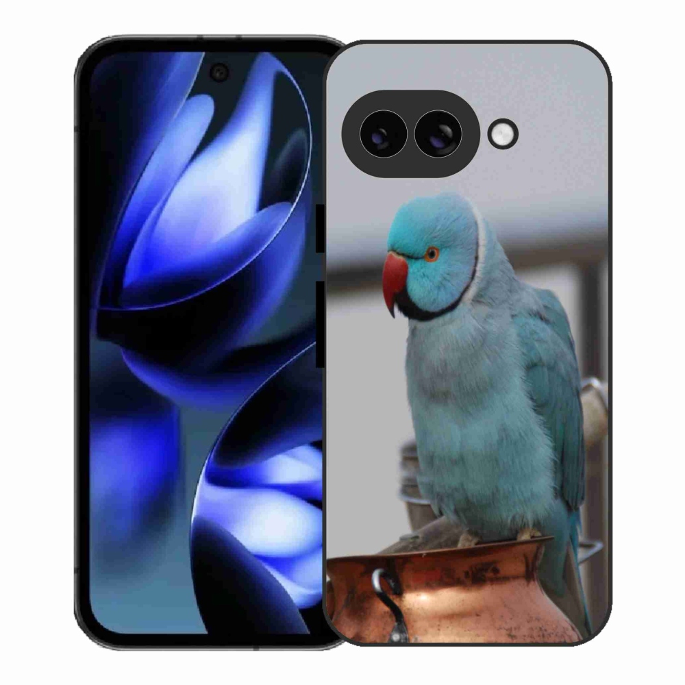 Gelový kryt mmCase na Google Pixel 9a - papoušek alexandr modrý