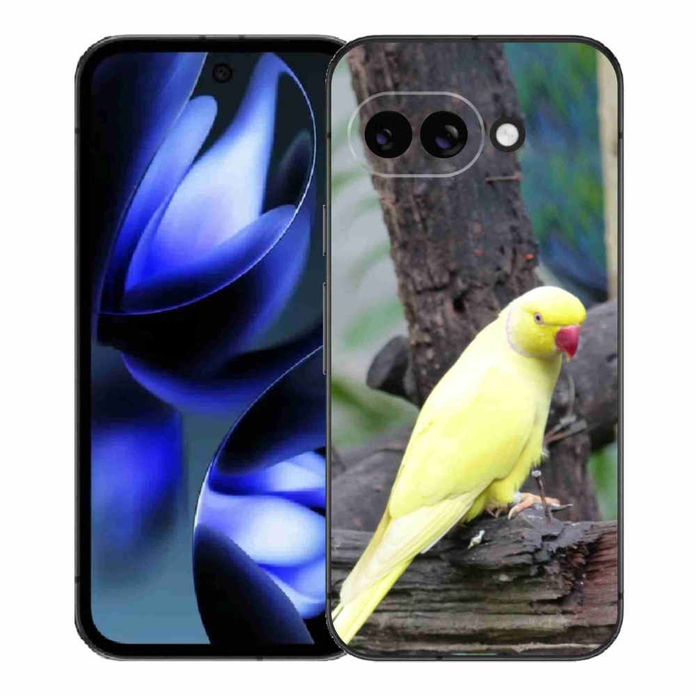 Gelový kryt mmCase na Google Pixel 9a - papoušek alexandr žlutý