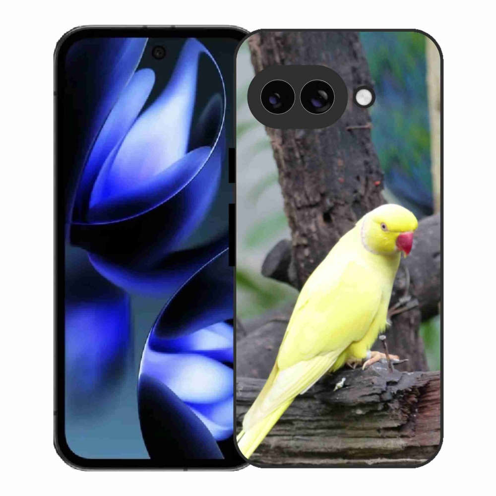 Gelový kryt mmCase na Google Pixel 9a - papoušek alexandr žlutý