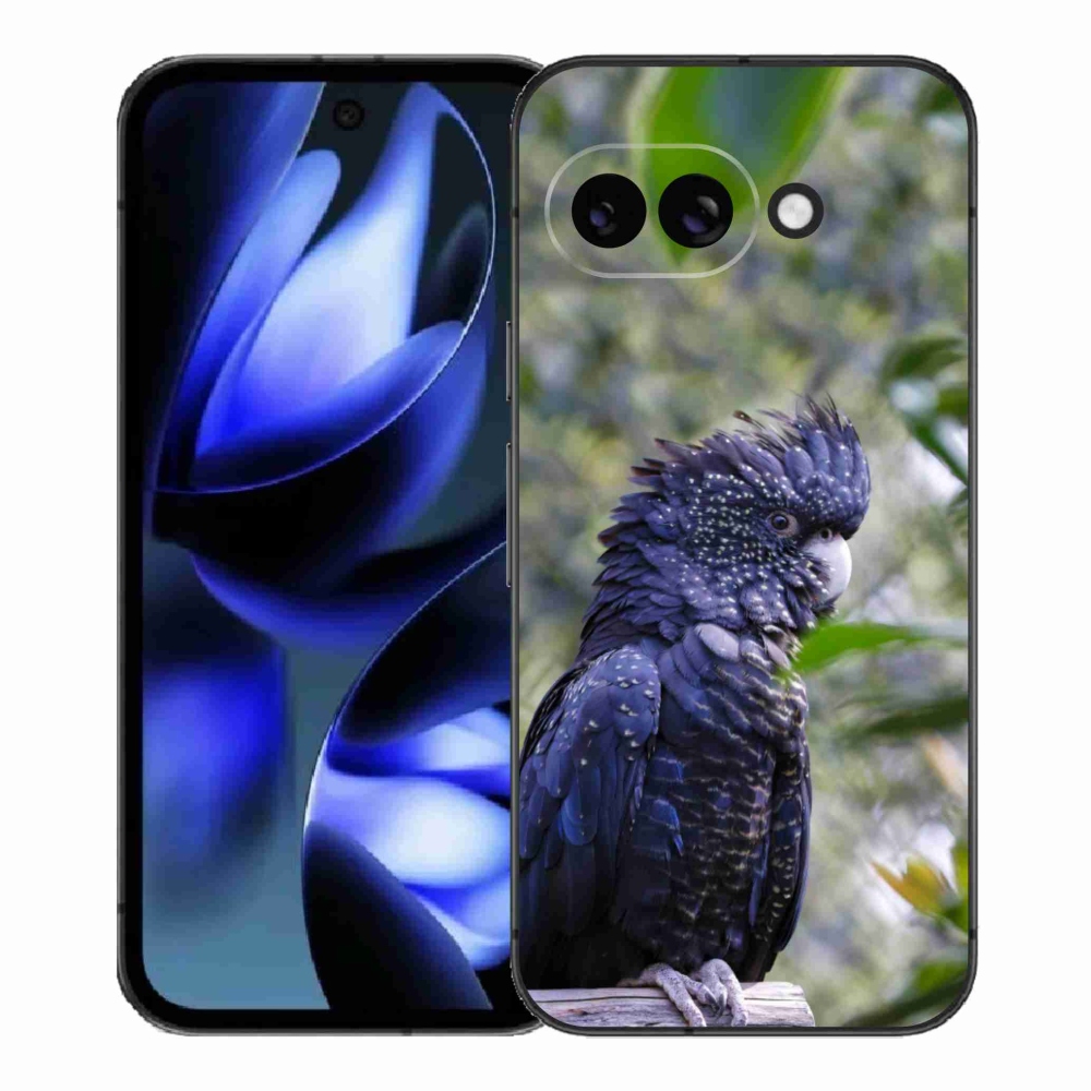 Gelový kryt mmCase na Google Pixel 9a - papoušek kakadu černý