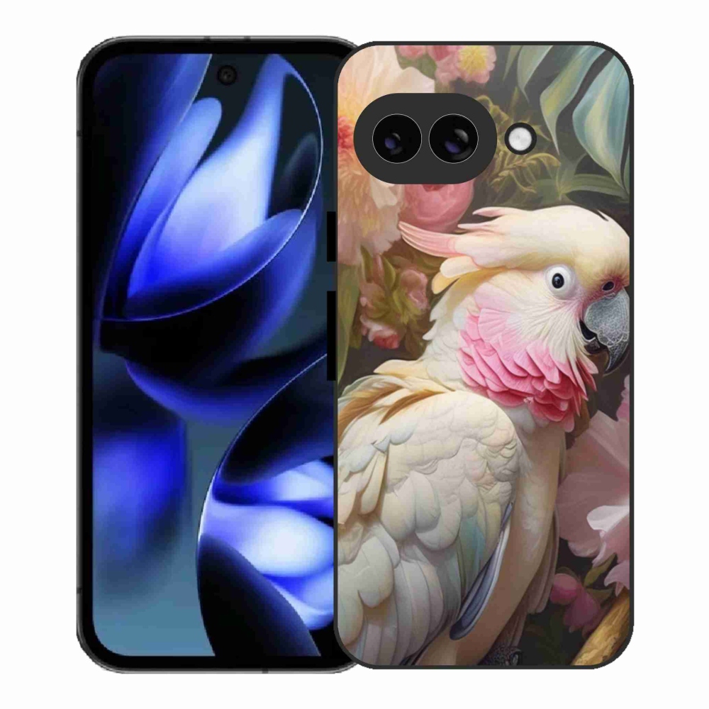 Gelový kryt mmCase na Google Pixel 9a - papoušek kakadu růžový 2