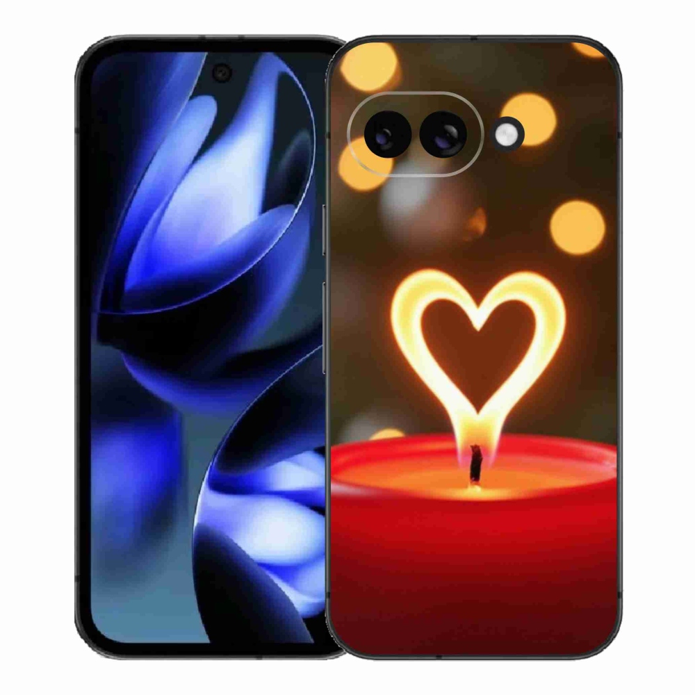 Gelový kryt mmCase na Google Pixel 9a - srdce z plamene