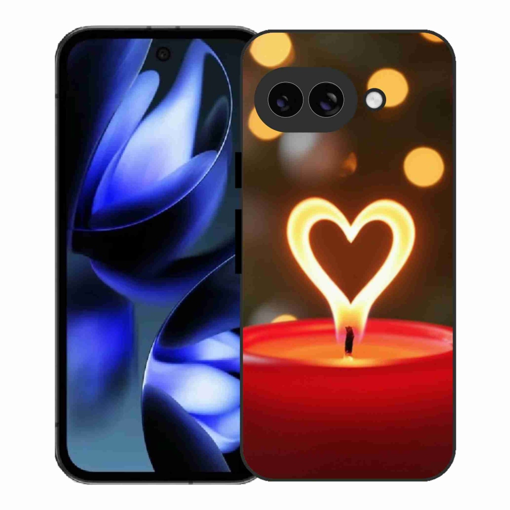 Gelový kryt mmCase na Google Pixel 9a - srdce z plamene