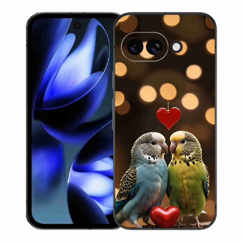 Gelový kryt mmCase na Google Pixel 9a - zamilovaní papoušci