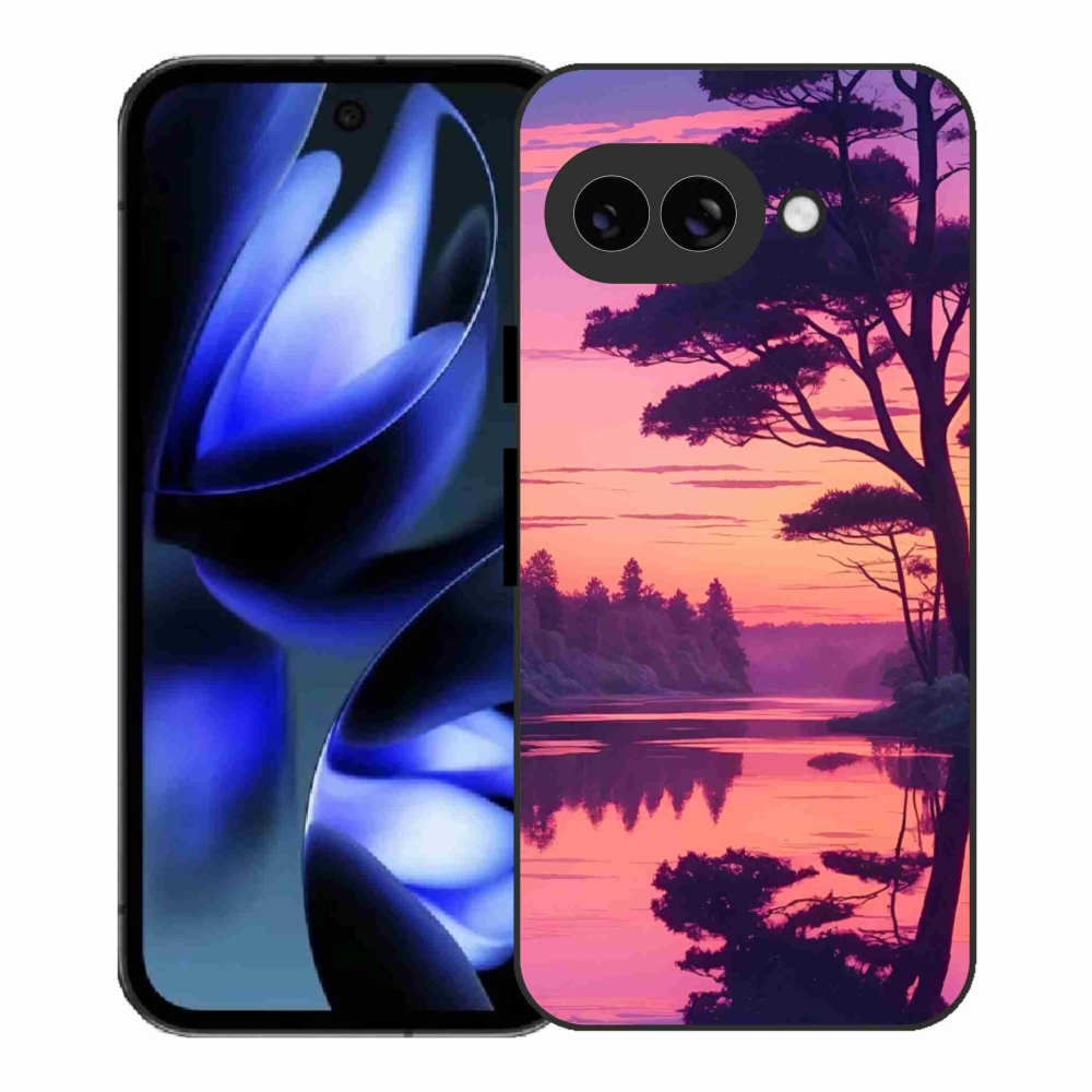 Gelový kryt mmCase na Google Pixel 9a - západ slunce nad jezerem