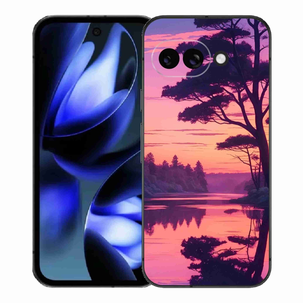 Gelový kryt mmCase na Google Pixel 9a - západ slunce nad jezerem