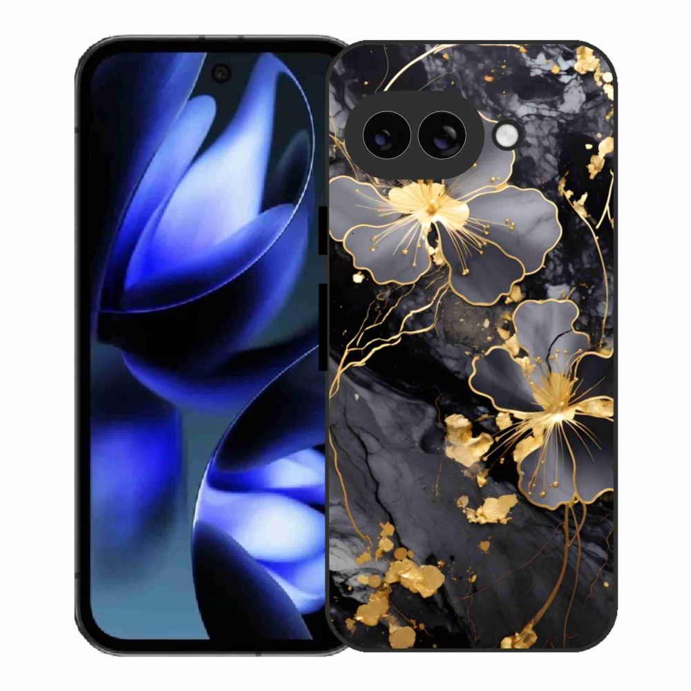 Gelový kryt mmCase na Google Pixel 9a - zlaté květy