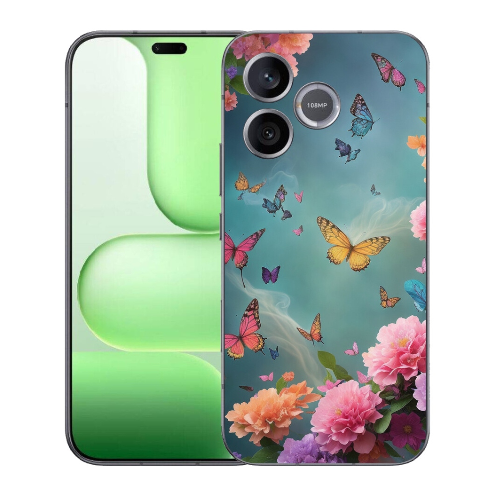 Gelový kryt mmCase na Honer 600 Lite - barevné květy a motýli