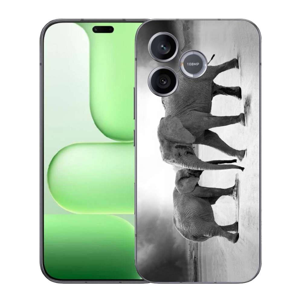 Gelový kryt mmCase na Honer 600 Lite - černobílí sloni