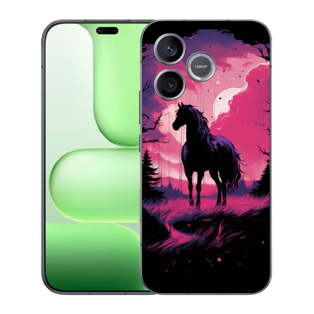 Gelový kryt mmCase na Honer 600 Lite - černý kreslený kůň 1