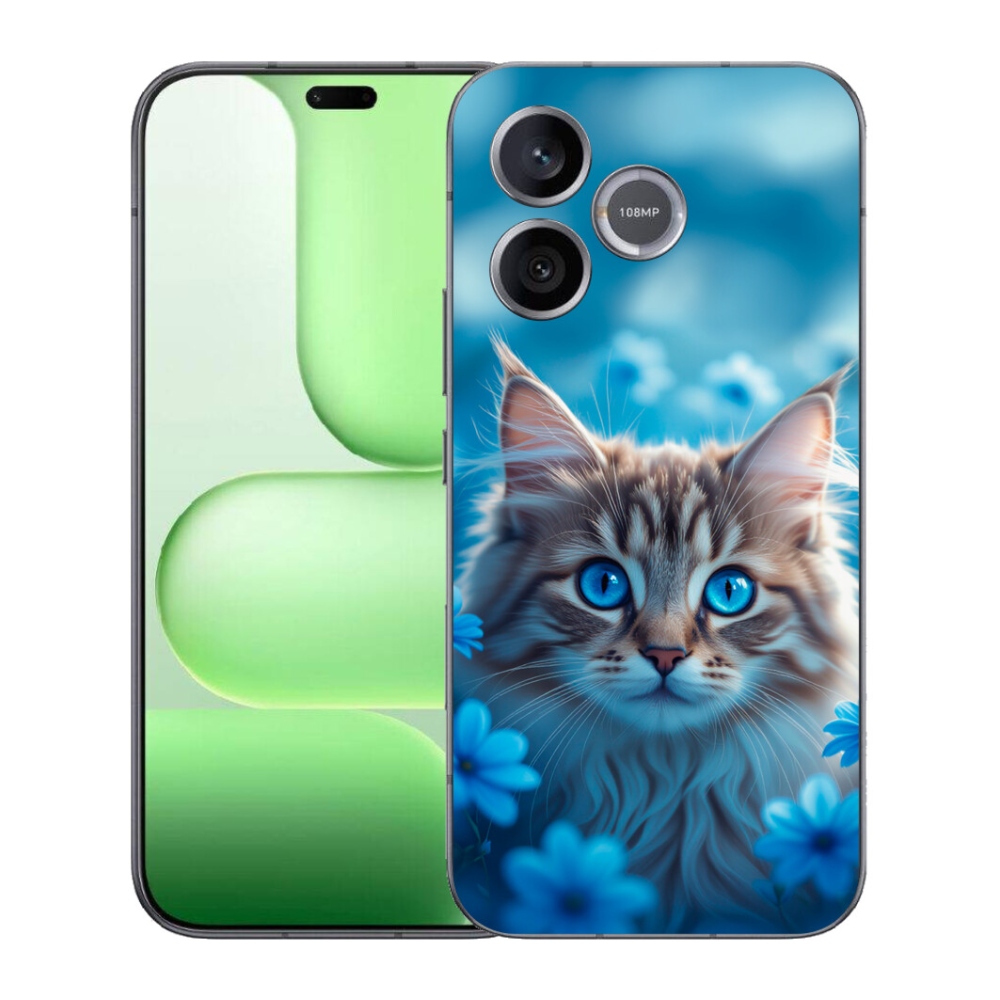 Gelový kryt mmCase na Honer 600 Lite - koťátko v modrých květech