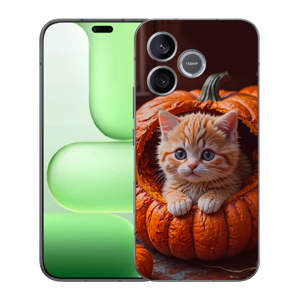 Gelový kryt mmCase na Honer 600 Lite - kotě a dýně 2