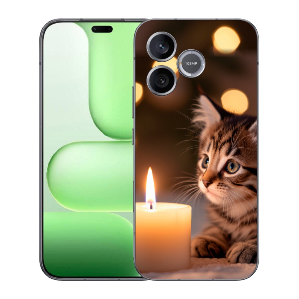 Gelový kryt mmCase na Honer 600 Lite - kotě a svíčka